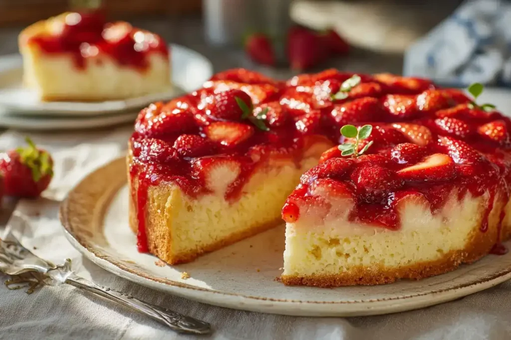 Erdbeerkuchen vom Blech mit Pudding 2