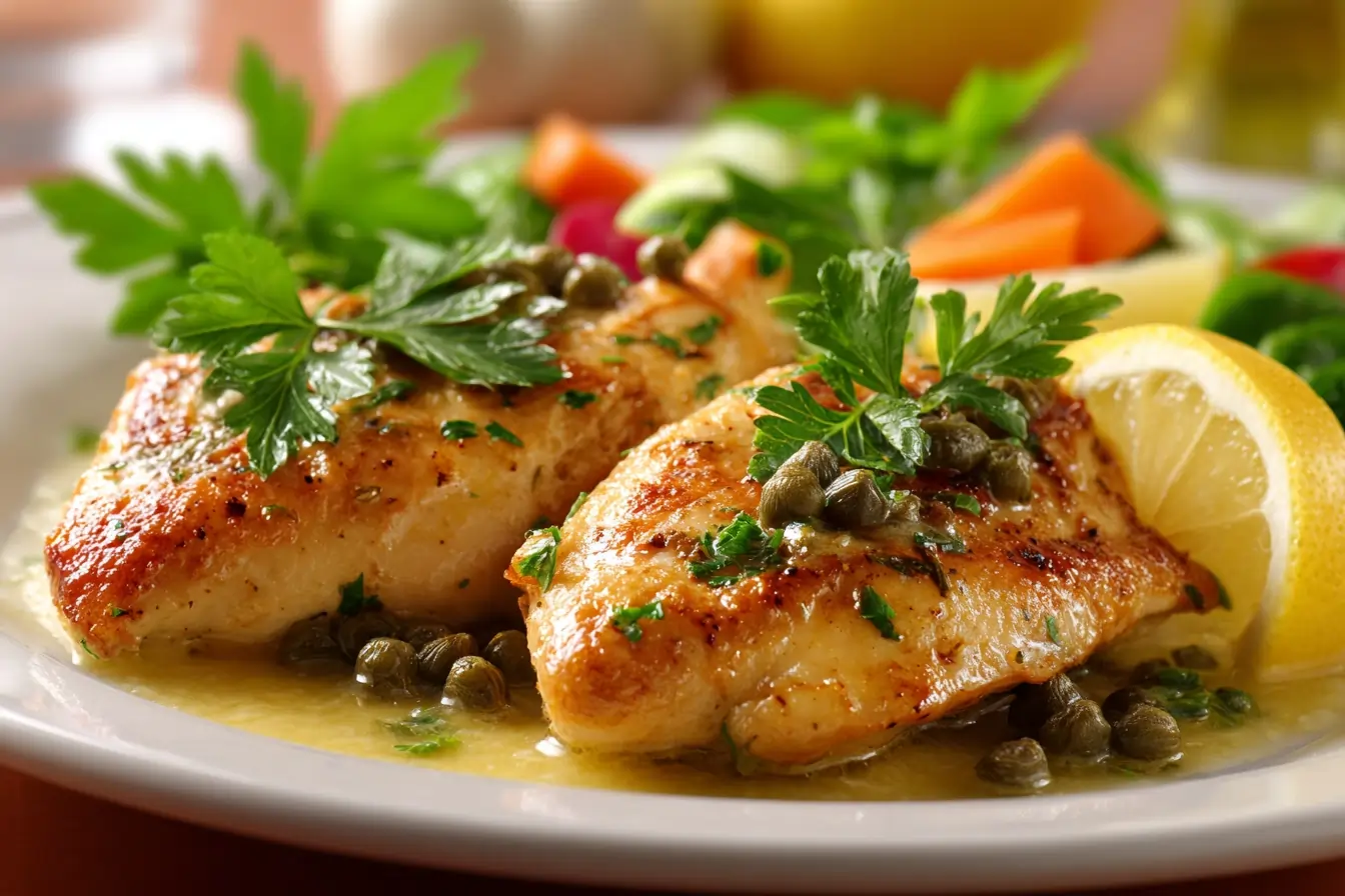 Hähnchen Piccata Rezept – Zartes Hähnchen in Zitronen-Kapern-Sauce