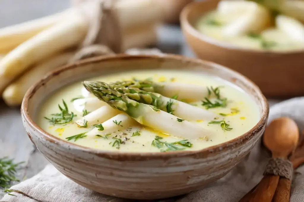 Klassische Spargelcremesuppe Ein Familienrezept, das Herz und Gaumen erfreut