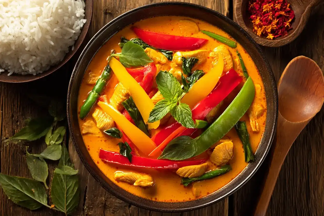 Rotes Thai Curry mit Hähnchen