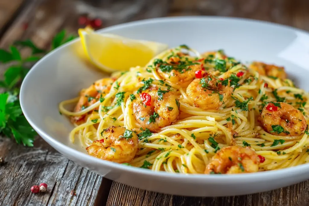 Spaghetti mit Garnelen, Knoblauch und Chili