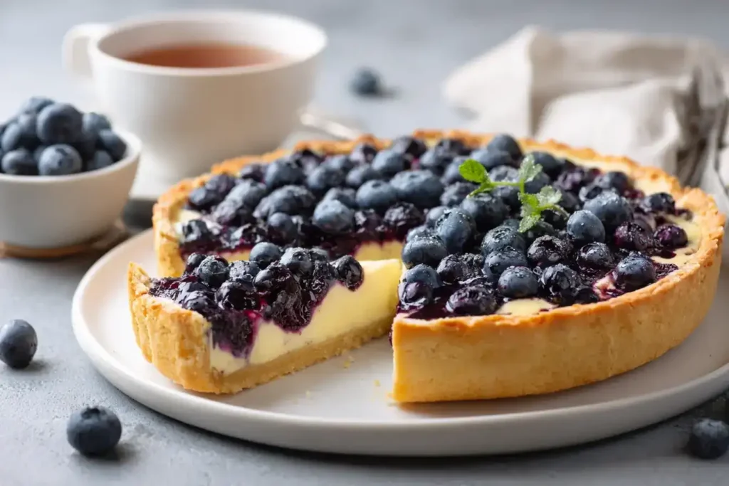 Blaubeer-Vanille-Tarte mit Mürbeteig und Creme