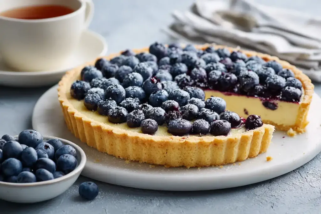 Blaubeer-Vanille-Tarte mit Mürbeteig und Creme 2