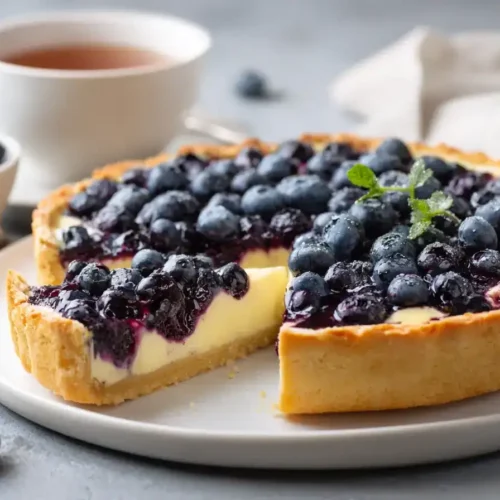 Blaubeer-Vanille-Tarte mit Mürbeteig und Creme