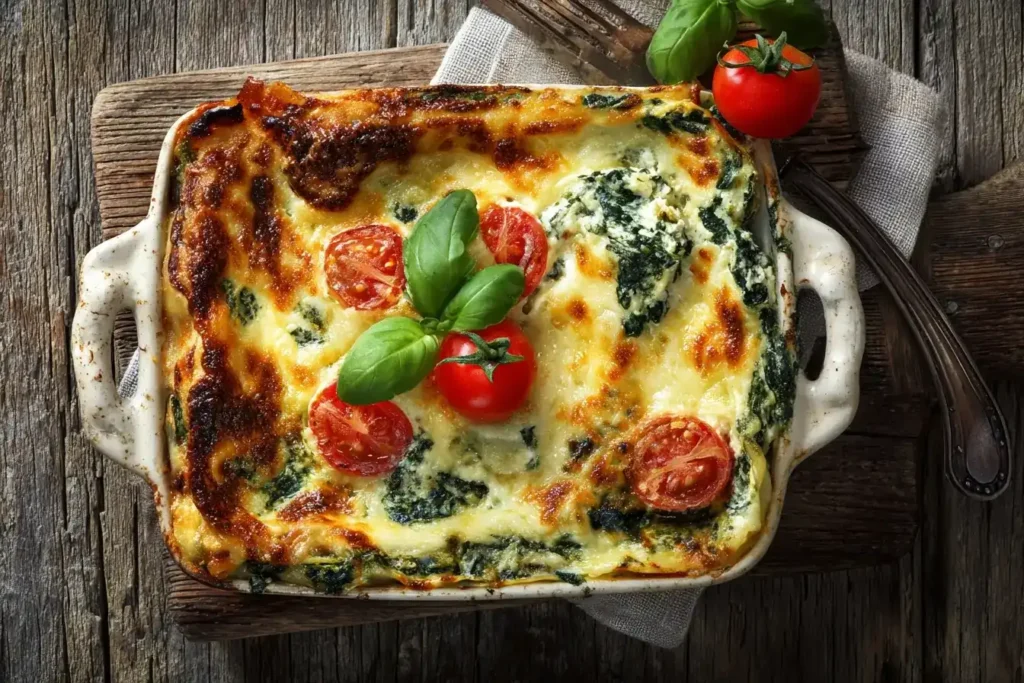 Spinatlasagne mit Feta und Tomaten – Herzhaft, cremig & vegetarisch