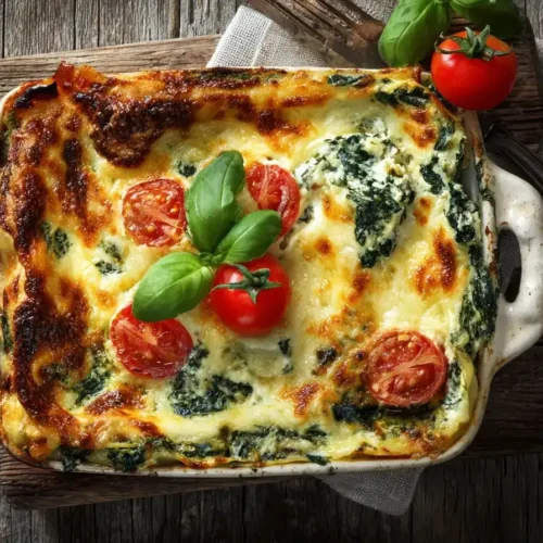 Spinatlasagne mit Feta und Tomaten – Herzhaft, cremig & vegetarisch