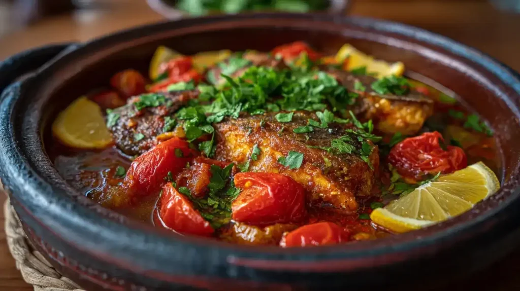 Asa Wot äthiopischer Fischeintopf mit Fisch, Tomaten und Limette