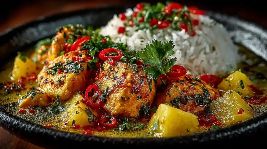 Zutaten für Hähnchen-Ananas-Curry – Hähnchen, Ananas, Tomate, Gewürze