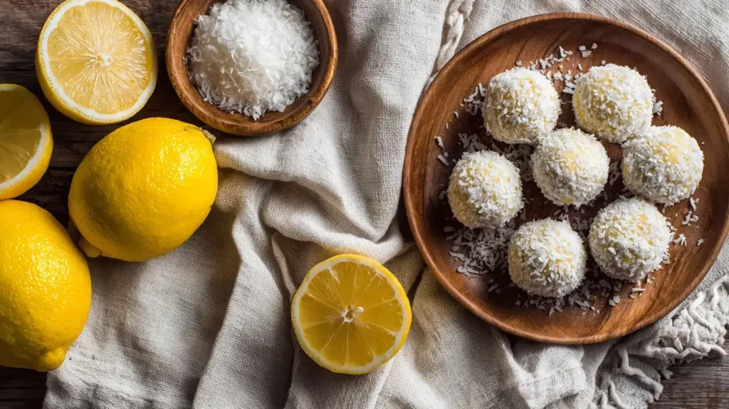 Kokos-Zitronen-Energyballs als gesunder Snack ohne Backen