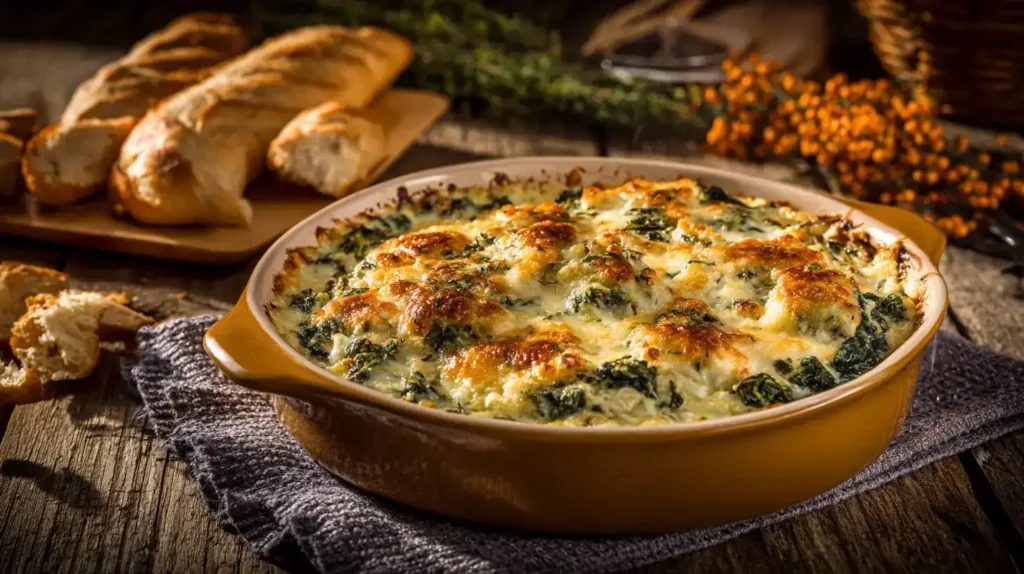 Cremiges Pfifferling-Spinat-Gratin mit goldbrauner Käsekruste