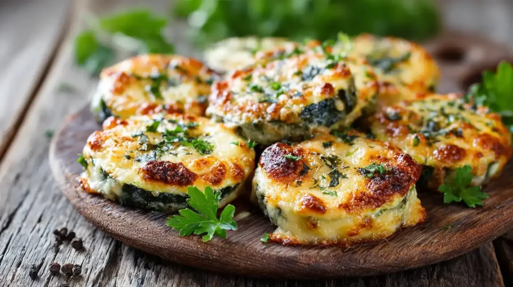 Zucchini-Pizza-Bites mit geschmolzenem Mozzarella und Tomatensauce