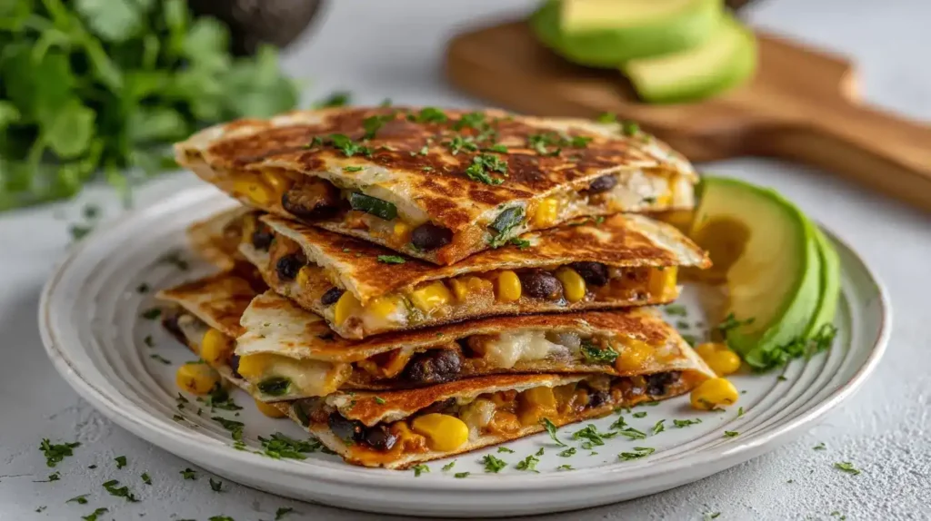 Frische Zucchini-Tortillas mit geschmolzenem Käse und Petersilie