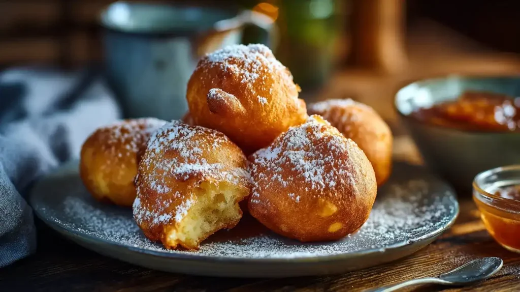 Fluffige Apfelkrapfen aus dem Airfryer mit Puderzucker