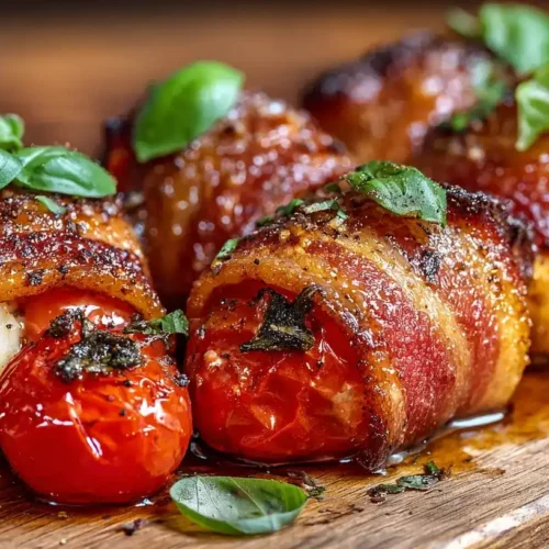 Knusprige Bacon-Mozzarella-Bomben frisch gebacken auf Backblech