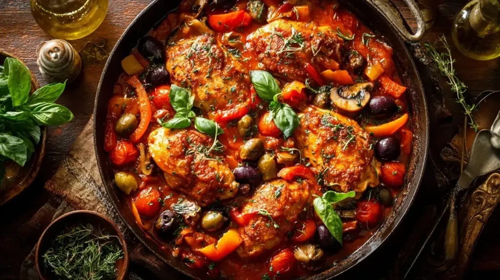 Chicken Cacciatore in aromatischer Tomatensoße mit Gemüse