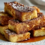 French Toast Sticks aus dem Airfryer auf Teller mit Zimt und Zucker
