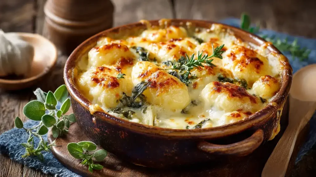 Cremiger Gnocchi-Spitzkohl-Auflauf mit Hackfleisch und Käse