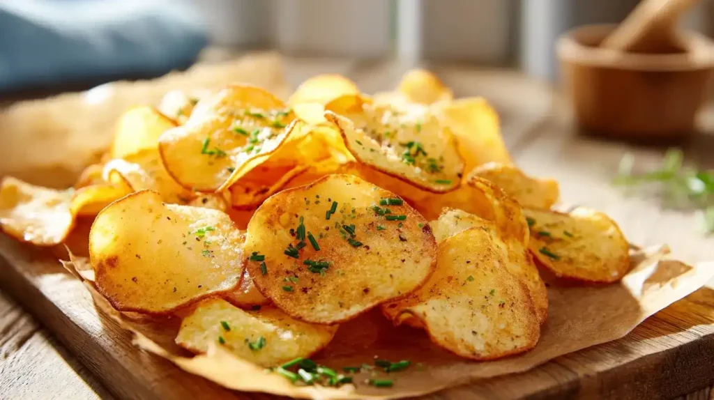 Servierte Hüttenkäse-Chips auf einem Teller mit Dip, ideal als gesunder Snack für Kinder und Familie