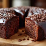 Saftiger Kefir-Schokokuchen mit Schokoguss und Streuseln