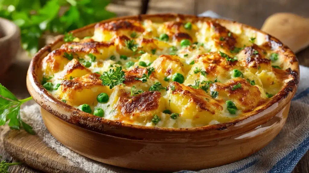 Knoblauch-Kartoffelauflauf cremig mit Käse überbacken