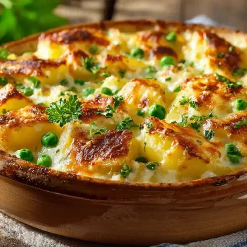 Knoblauch-Kartoffelauflauf cremig mit Käse überbacken
