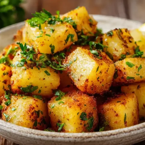 Knuspriger Kohlrabi aus der Heißluftfritteuse mit Petersilie und Zitrone