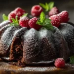 Saftiger Mayonnaise-Kuchen als schokoladiger Gugelhupf mit Puderzucker