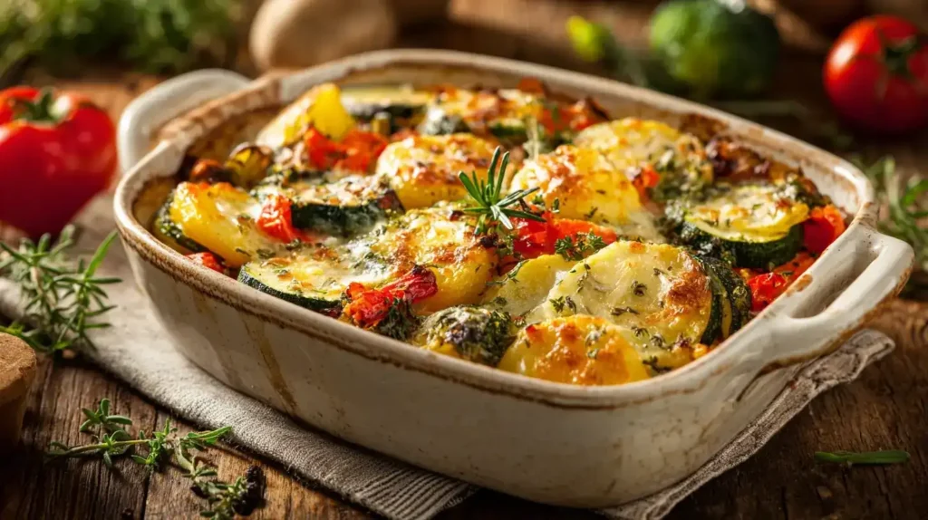 Cremiger mediterraner Gemüseauflauf als vegetarisches Familienrezept