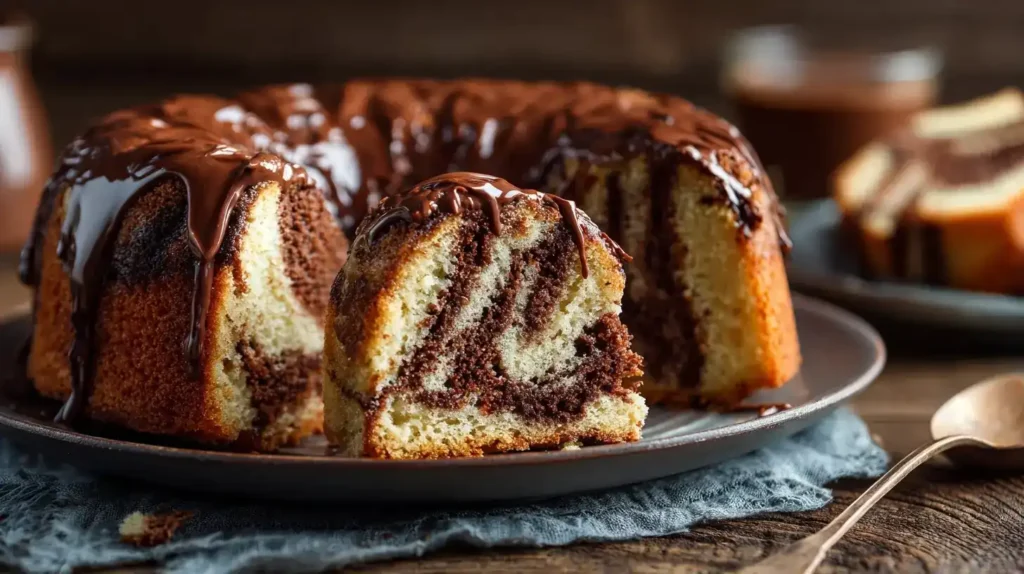 Saftiger Nutella-Marmorkuchen mit Marmormuster in Gugelhupfform