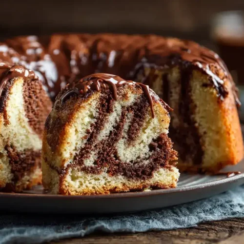 Saftiger Nutella-Marmorkuchen mit Marmormuster in Gugelhupfform