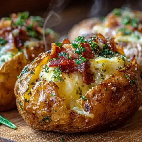 Knusprige Ofenkartoffeln aus dem Airfryer mit Käse und Speck