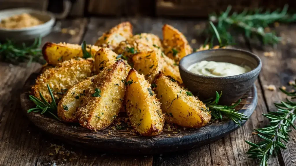 Knusprige Parmesan-Kartoffeln aus dem Ofen mit Kräutern und Käse