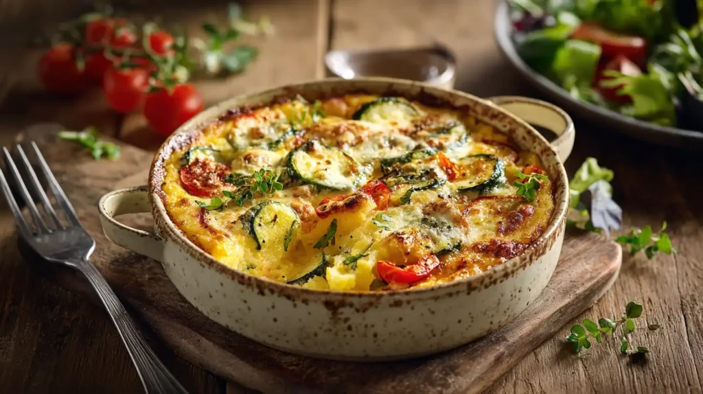 Cremiges Polenta-Gratin Rezept mit Zucchini, Paprika und Käse