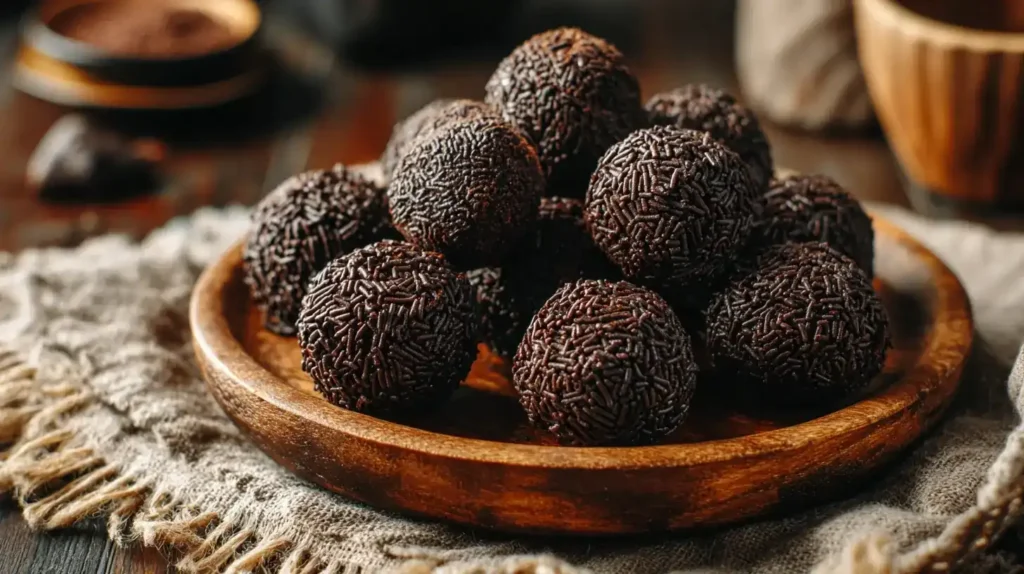 Selbstgemachte Rumkugeln aus Kuchenresten mit Schokolade
