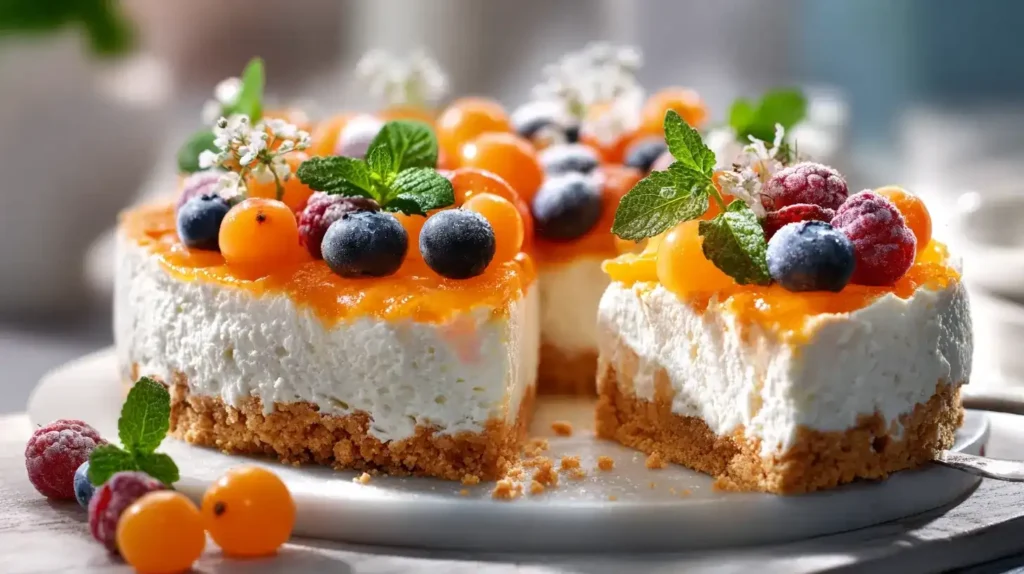 Sanddorn-Torte auf Springform, fruchtig-cremiger Genuss