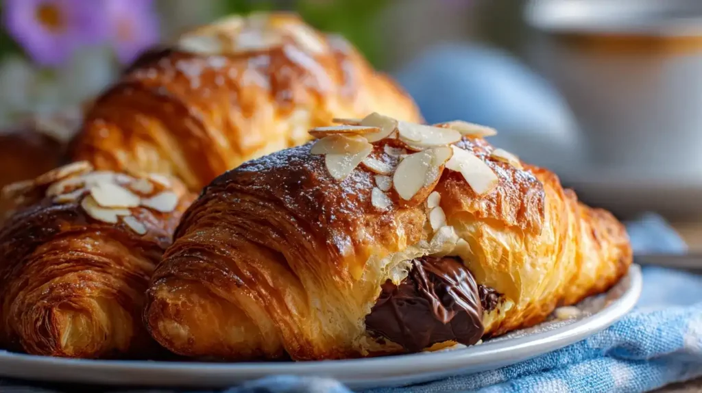 Frisch gebackene Schokocroissants aus der Heißluftfritteuse, goldbraun und knusprig