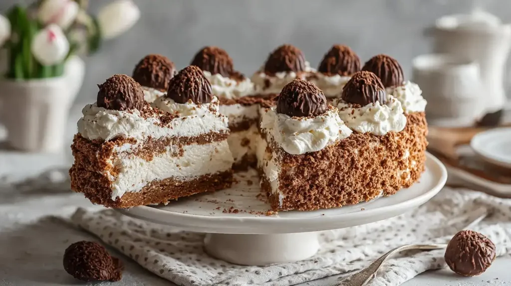 Schokokuss-Torte auf Biskuitboden mit cremiger Quark-Sahne-Füllung