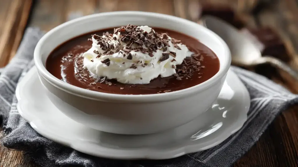 Schokoladensuppe Rezept – cremiges Dessert in Schale serviert