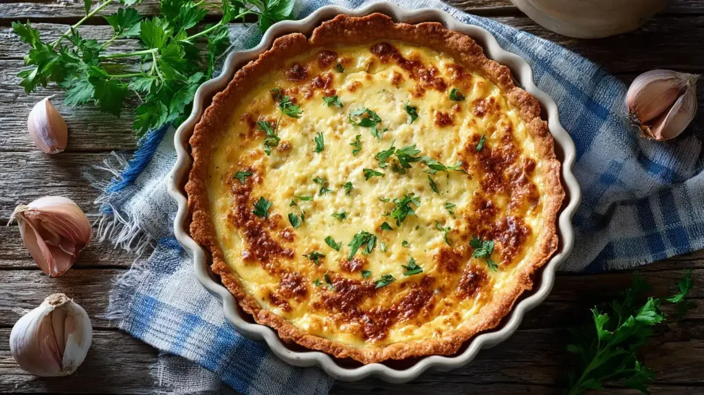 Thunfisch-Quiche Thunfisch-Quiche mit goldbrauner Käsekruste im Ofen gebacken