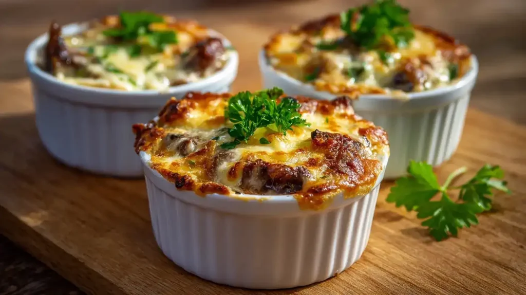 Würzfleisch Rezept serviert mit Brot und Salat