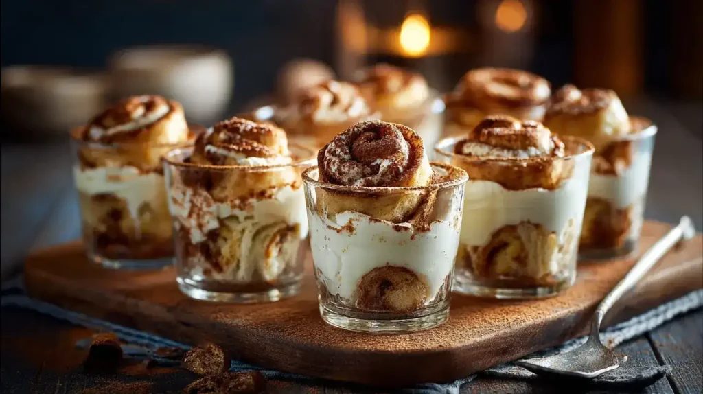 Schichtdessert Zimtschnecken-Tiramisu mit Espresso und Creme