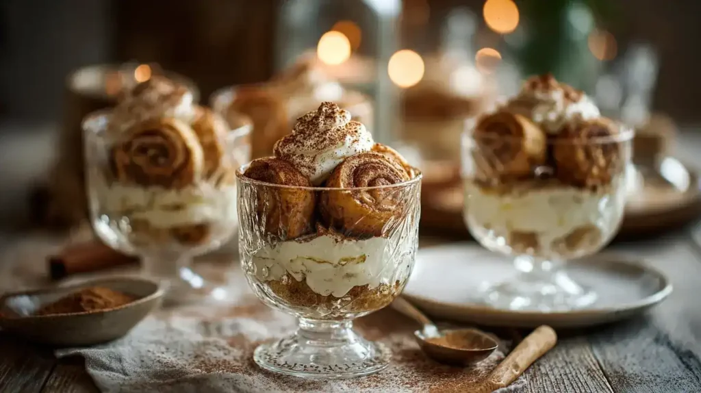 Zimtschnecken-Tiramisu im Glas mit Mascarpone und Zimt