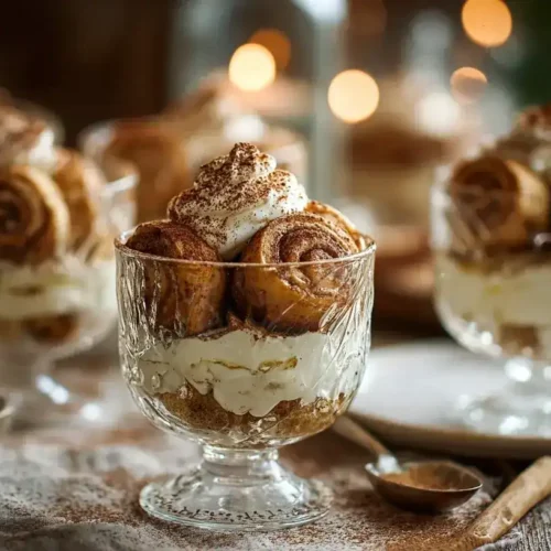 Zimtschnecken-Tiramisu im Glas mit Mascarpone und Zimt