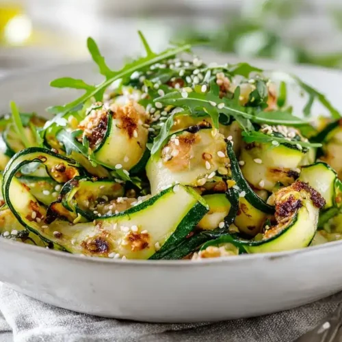 Frischer Zucchini-Thunfisch-Salat mit Rucola und Zitronen-Olivenöl-Dressing